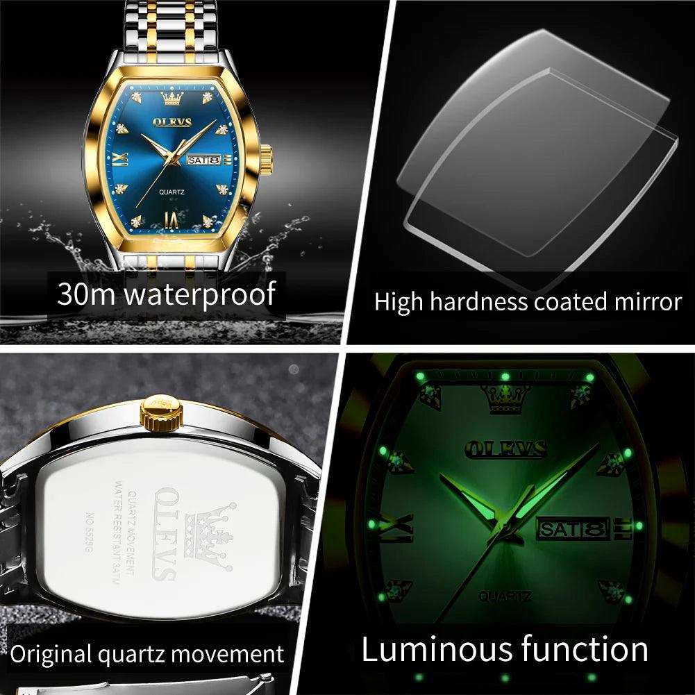 Adenbora - Montre de Luxe Élégante en Acier Inoxydable avec Fonctions Avancées, Étanche 3Bar, Modèle 5528 - Adenbora
