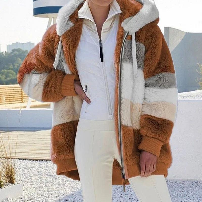 Adenbora Winter Elegance: Manteau Slim Fur Femme - Style Décontracté & Chic - Adenbora