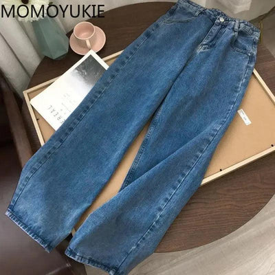 Adenbora Jeans Élégants pour Femmes - Confort Coton-Polyester-Viscose - Style Large, Boutons et Poches - Été 2022