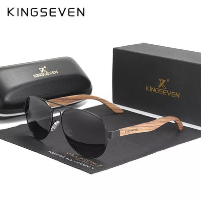 Adenbora - Lunettes de Soleil Bois Polarizées Homme, Style Pilote, UV400, Design Original, Garantie 24 Mois