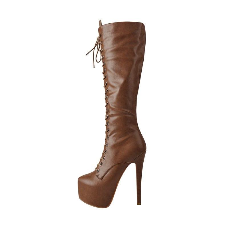 Bottes à talons aiguilles sexy pour femme originale avec fermeture à lacets - Adenbora