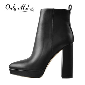 Elegant high heel platform ankle boots with pointed toe