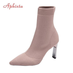 Sexy thin heel ankle boots with platform and zipper