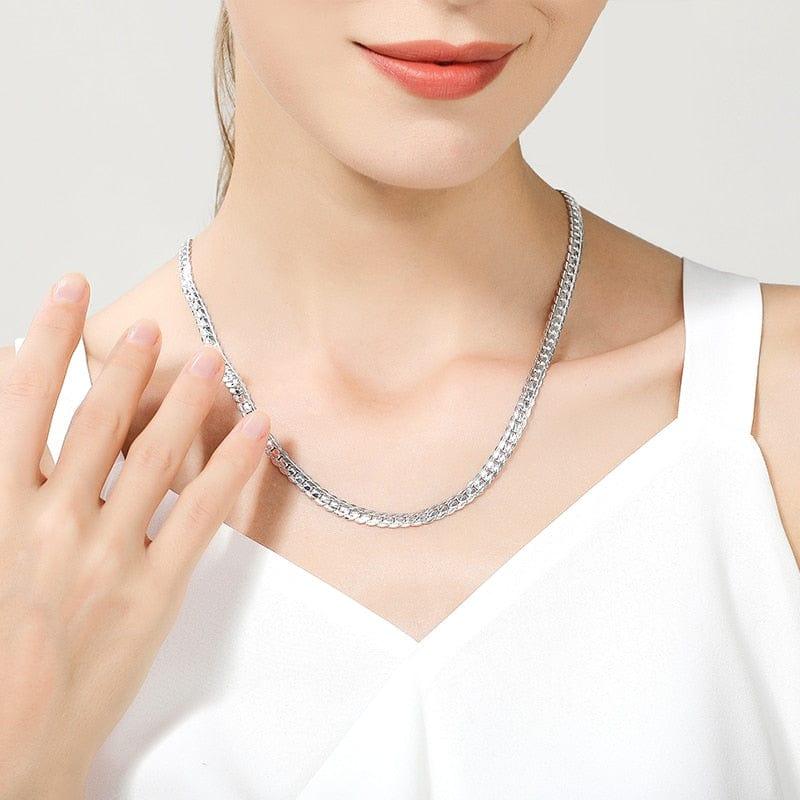 chaîne en argent sterling 925 de DOTEFFIL - Un bijou mixte classique en 6mm disponible en 18/20/22/24 pouces - Adenbora