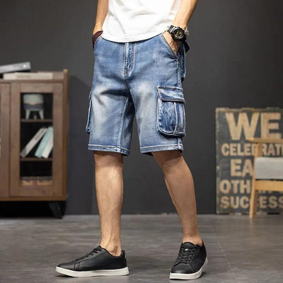 Shorts estivaux Adenbora : Confort & Style au Rendez-vous, Longueur Genoux, Motif Solide, Fermeture Éclair.